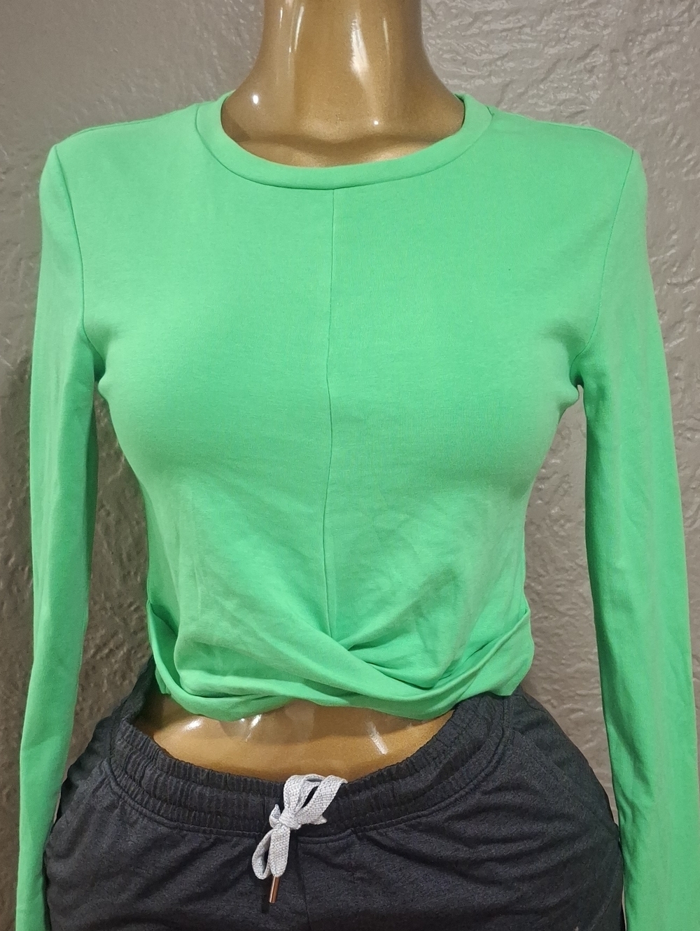 N.W.T Zara Twist-Front Long Sleeve Top in Neon Green Size L